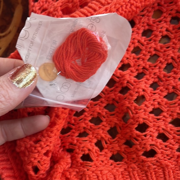 REBECCA TAYLOR SzM cotton blend cross back crop sweater coral orange NWT - Picture 5 of 7